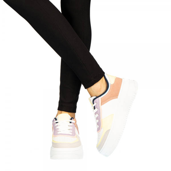 Γυναικεία αθλητικά παπούτσια Biona λευκά με κίτρινα, 4 - Kalapod.gr